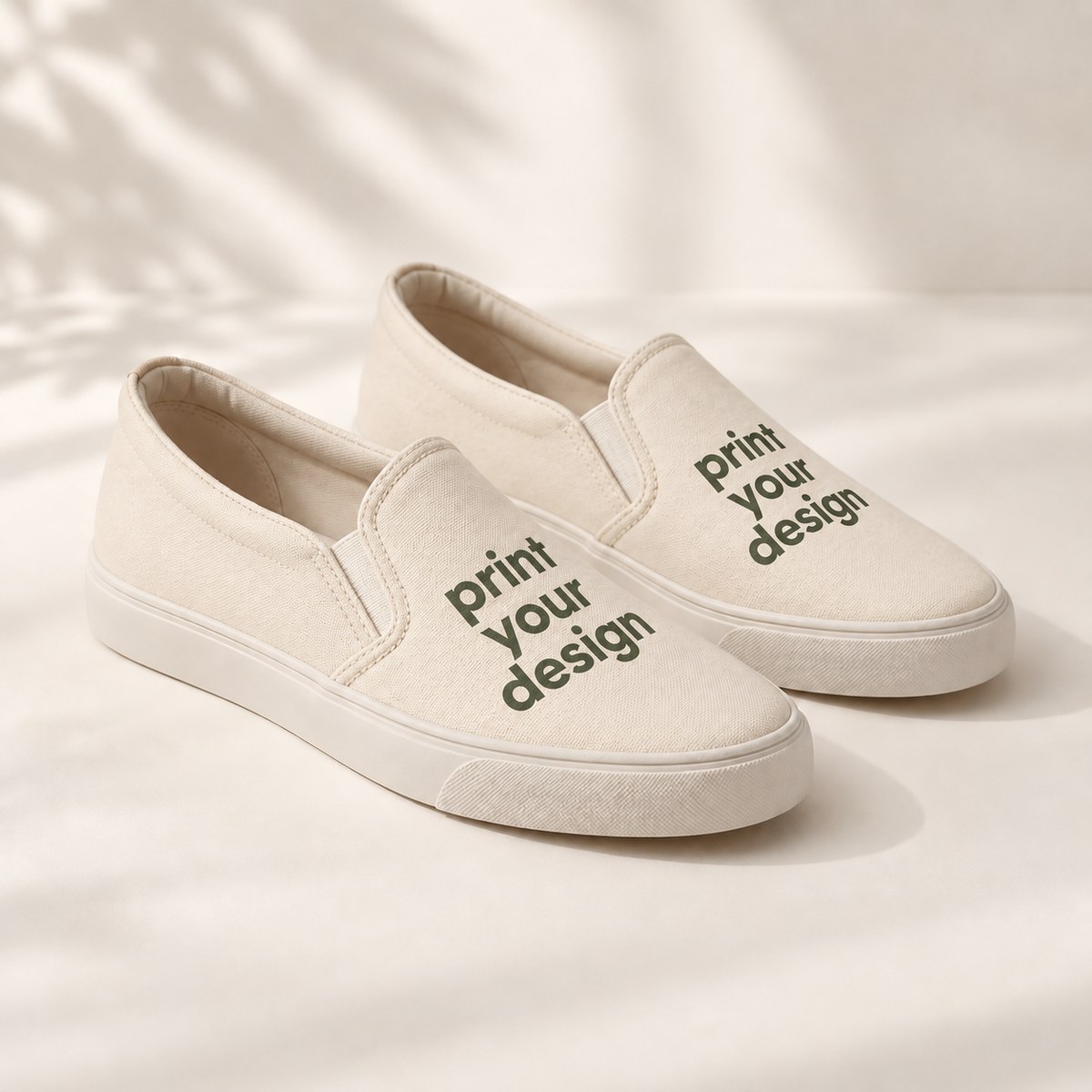 Customizable canvas slip-on shoes printed with print your design