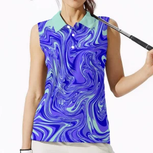All-Over Print Women's High-Elastic Sleeveless Polo Shirt